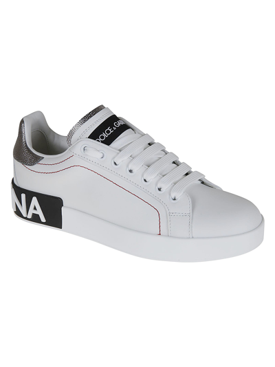 Shop Dolce & Gabbana Logo Embossed Sole Sneakers In White