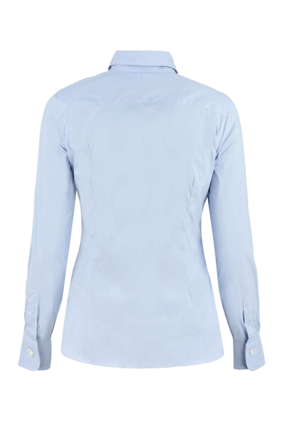 Shop Barba Napoli Stretch Cotton Shirt In Blue