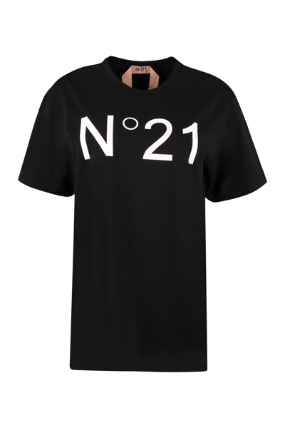 Shop N°21 Cotton Crew-neck T-shirt In Black