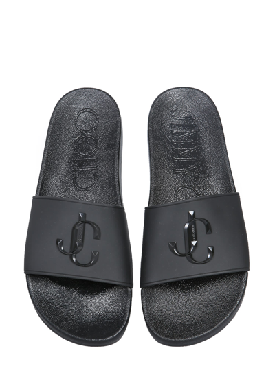 Shop Jimmy Choo Slide Port Sandals In Nero