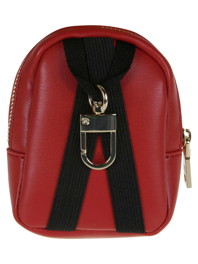 Shop Love Moschino Logo Print Backpack Bag Charm In Red