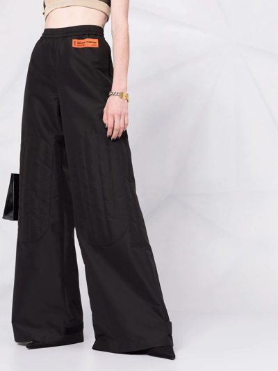 Shop Heron Preston Logo-patch Wide-leg Trousers In Black