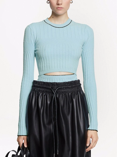 Proenza Schouler White Label Cut-out Bouclé Knitted Top In Blue