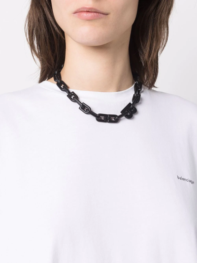 Shop Balenciaga B Chain Necklace In Black