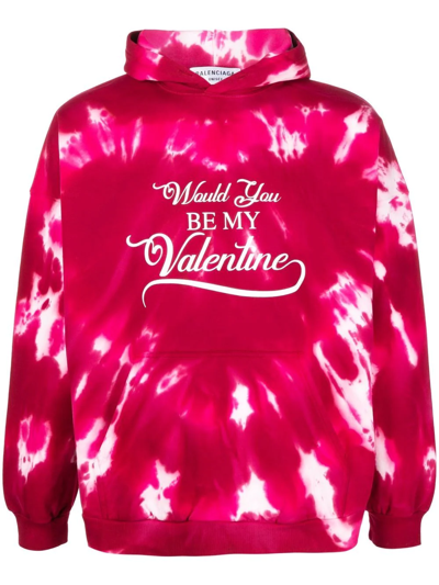 Shop Balenciaga Valentine's Day 22 Tie-dye Hoodie In Pink