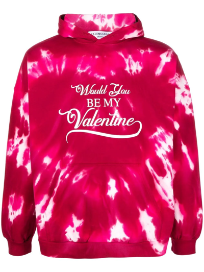 Shop Balenciaga Valentine Tie-dye Pullover Hoodie In Pink