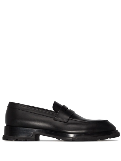 Shop Alexander Mcqueen Rubber-sole Loafers In Black
