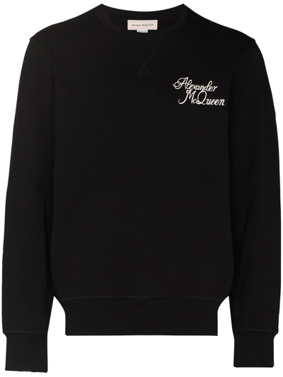 Shop Alexander Mcqueen Logo-print Cotton Sweatshirt In Black