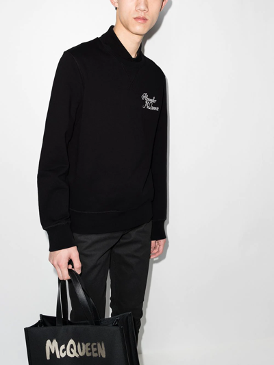 Shop Alexander Mcqueen Logo-print Cotton Sweatshirt In Black