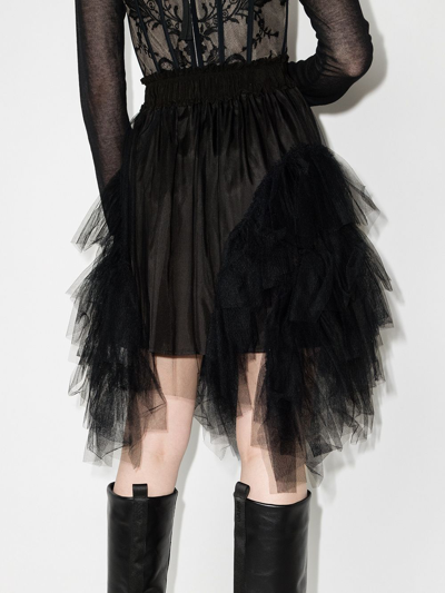 Shop Simone Rocha Asymmetric Frilled Tutu Skirt In Black