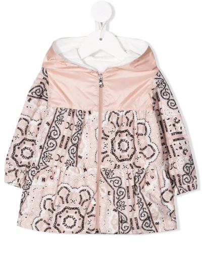 Moncler Narye Hooded Paisley-logo Jacket In Pink