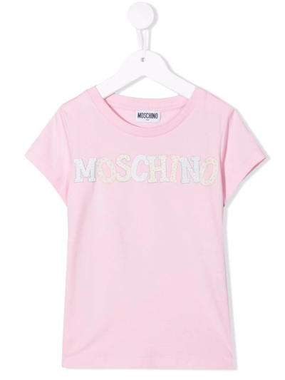 Shop Moschino Logo-print Short-sleeved T-shirt In Pink