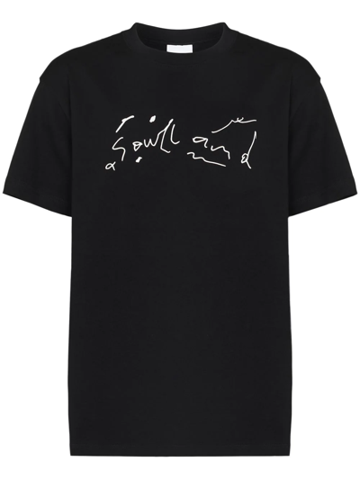 Shop Soulland Scribble Logo Cotton T-shirt In Black