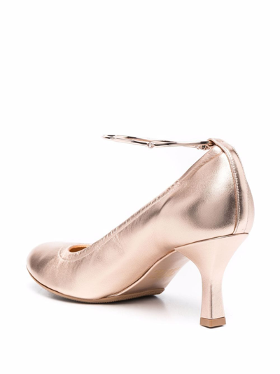 Shop Casadei Metallic-effect Leather Pumps In Gold
