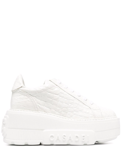 Casadei Nexus Lacroc Platform Sneakers In White