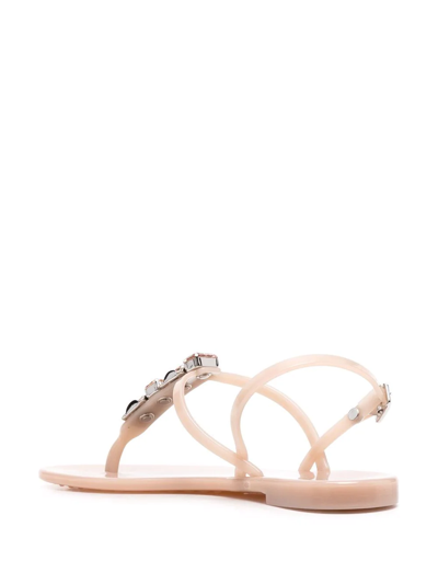 Shop Casadei Crystal-embellished Jelly Sandals In Neutrals