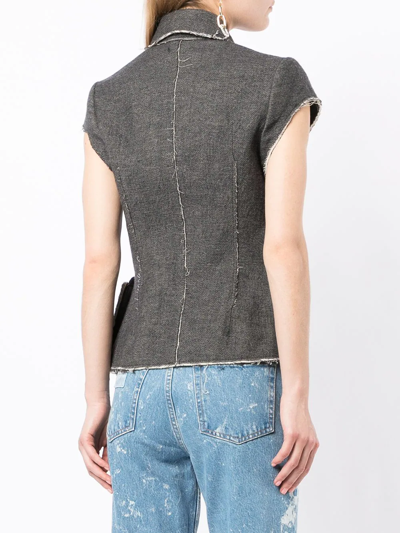 Pre-owned Lanvin 2010s Frayed Edges Sleeveless Jacket In Grey