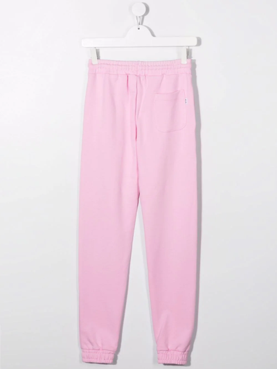 Shop Msgm Teen Logo-print Cotton Track Pants In Pink