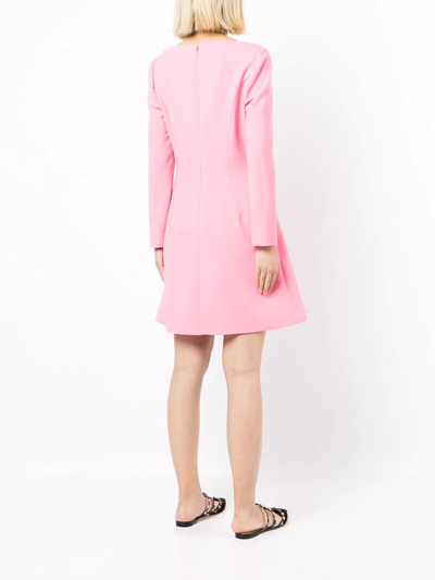 Shop Carolina Herrera Flared Wool-blend Dress In Pink