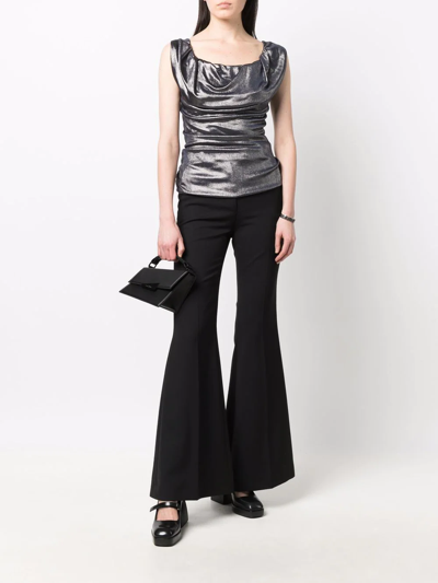 Shop Vivienne Westwood Ginnie Ruched Sleeveless Blouse In Silver