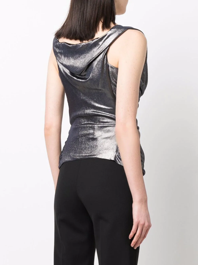 Shop Vivienne Westwood Ginnie Ruched Sleeveless Blouse In Silver