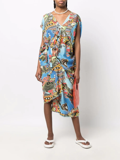 Shop Vivienne Westwood Johanna Globes-print Midi Dress In Blue