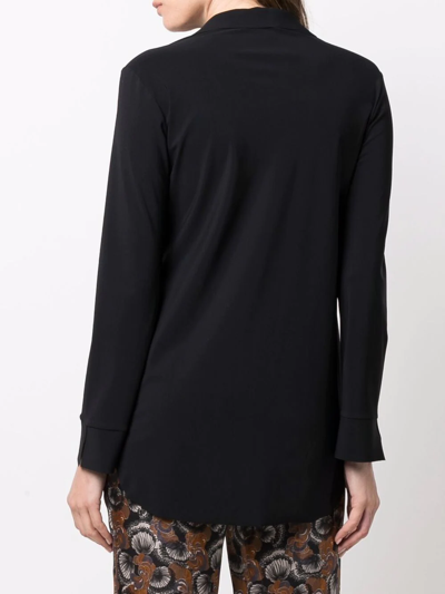 Shop Le Petite Robe Di Chiara Boni Long-sleeve V-neck Shirt In Black