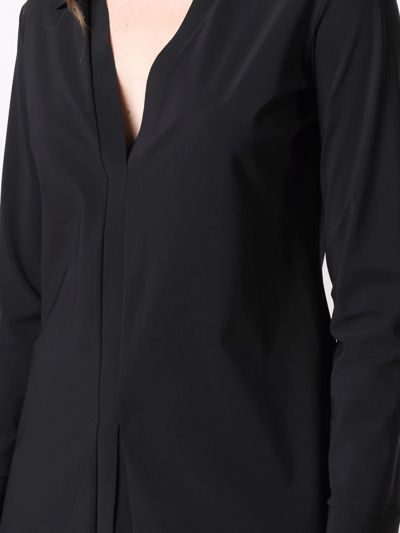 Shop Le Petite Robe Di Chiara Boni Long-sleeve V-neck Shirt In Black