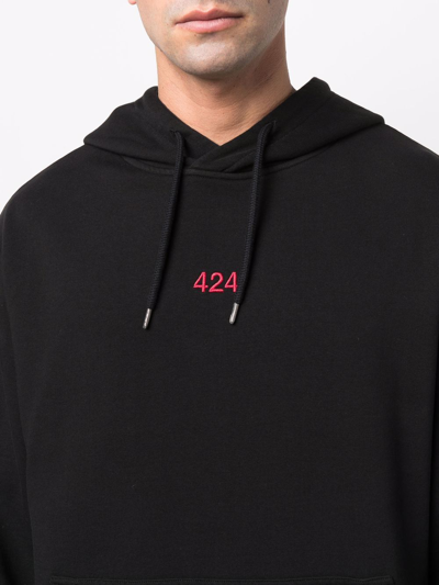 Shop 424 Logo-print Cotton Hoodie In Black