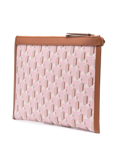 Shop Lanvin Monogram-print Clutch In Pink