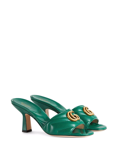 Shop Gucci Gg Marmont Mules In Green