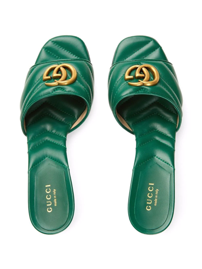 Shop Gucci Gg Marmont Mules In Green