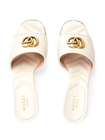 Shop Gucci Gg Marmont Sandals In White