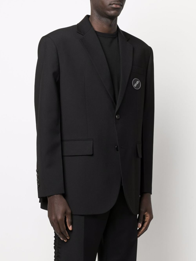 Shop We11 Done Logo-patch Blazer In Black