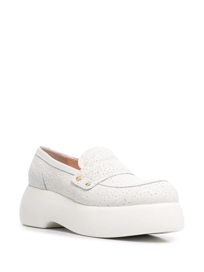 Shop Agl Attilio Giusti Leombruni Perforated-design Platform Loafers In White