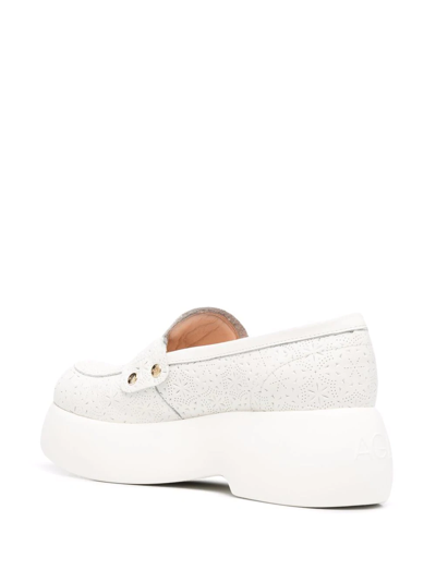 Shop Agl Attilio Giusti Leombruni Perforated-design Platform Loafers In White