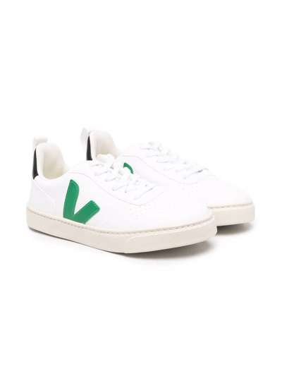 Shop Veja V-10 Lace-up Sneakers In White
