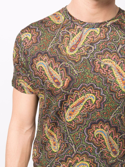 Shop Etro Paisley-print T-shirt In Green