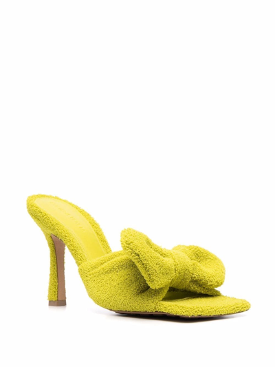 Shop Bottega Veneta Stretch Towel Bow-embellished Sandals In Green