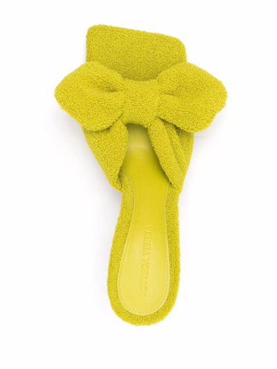 Shop Bottega Veneta Stretch Towel Bow-embellished Sandals In Green