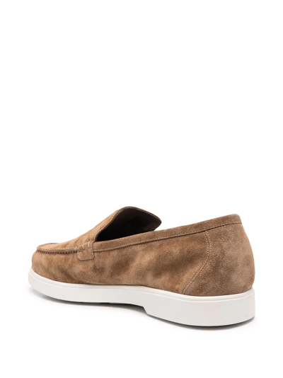 Shop Moorer Suede Slip-on Loafers In Brown