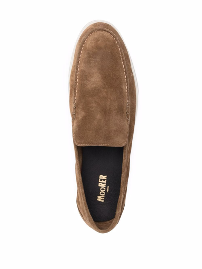 Shop Moorer Suede Slip-on Loafers In Brown