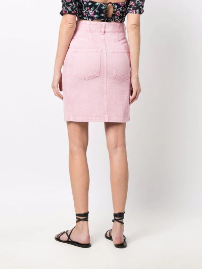 Shop Isabel Marant Étoile High-waisted Denim Pencil Skirt In Pink