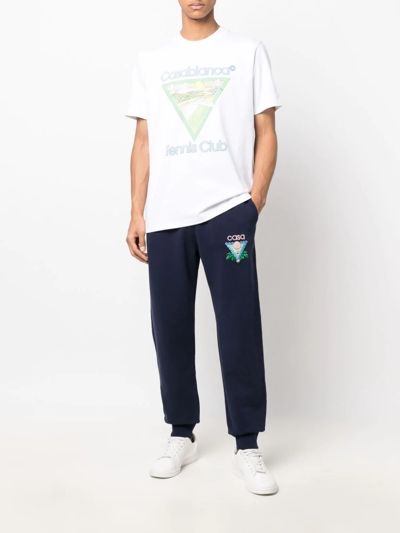 Shop Casablanca Memphis Icon Cotton Track Pants In Blue