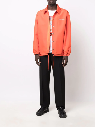 Shop Khrisjoy Drawstring-waist Shirt Jacket In Orange