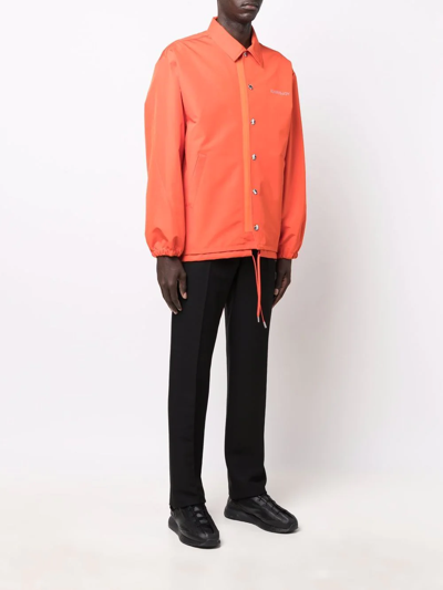 Shop Khrisjoy Drawstring-waist Shirt Jacket In Orange