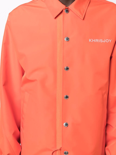 Shop Khrisjoy Drawstring-waist Shirt Jacket In Orange