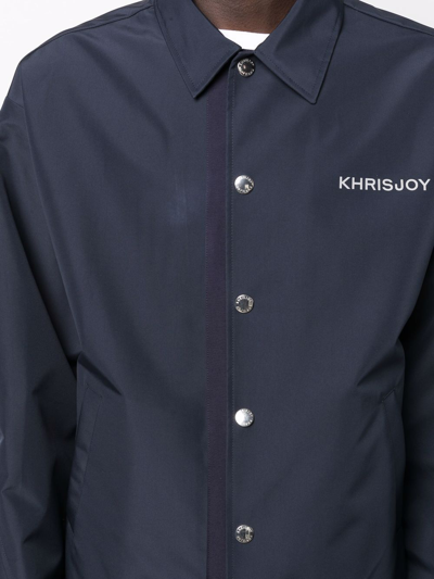 Shop Khrisjoy Logo-embroidered Shirt Jacket In Blue