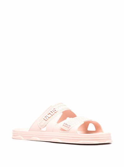 Shop Gcds Woman's Pink Rubber Slide Sandals With  Logo
