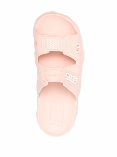 Shop Gcds Woman's Pink Rubber Slide Sandals With  Logo